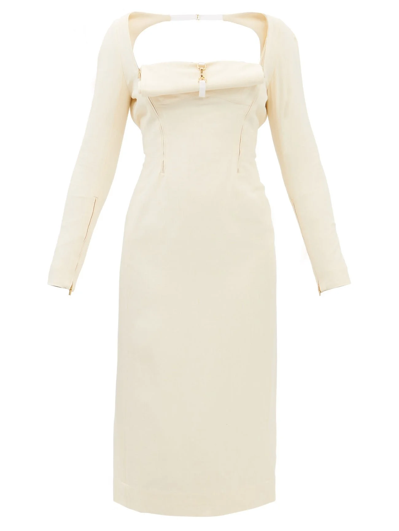 Jacquemus Terra Cutout-back Crepe Midi Dress in Cream