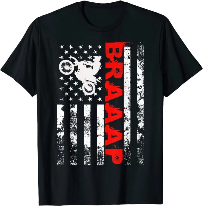 Braaap Vintage USA American Flag T-Shirt in Black