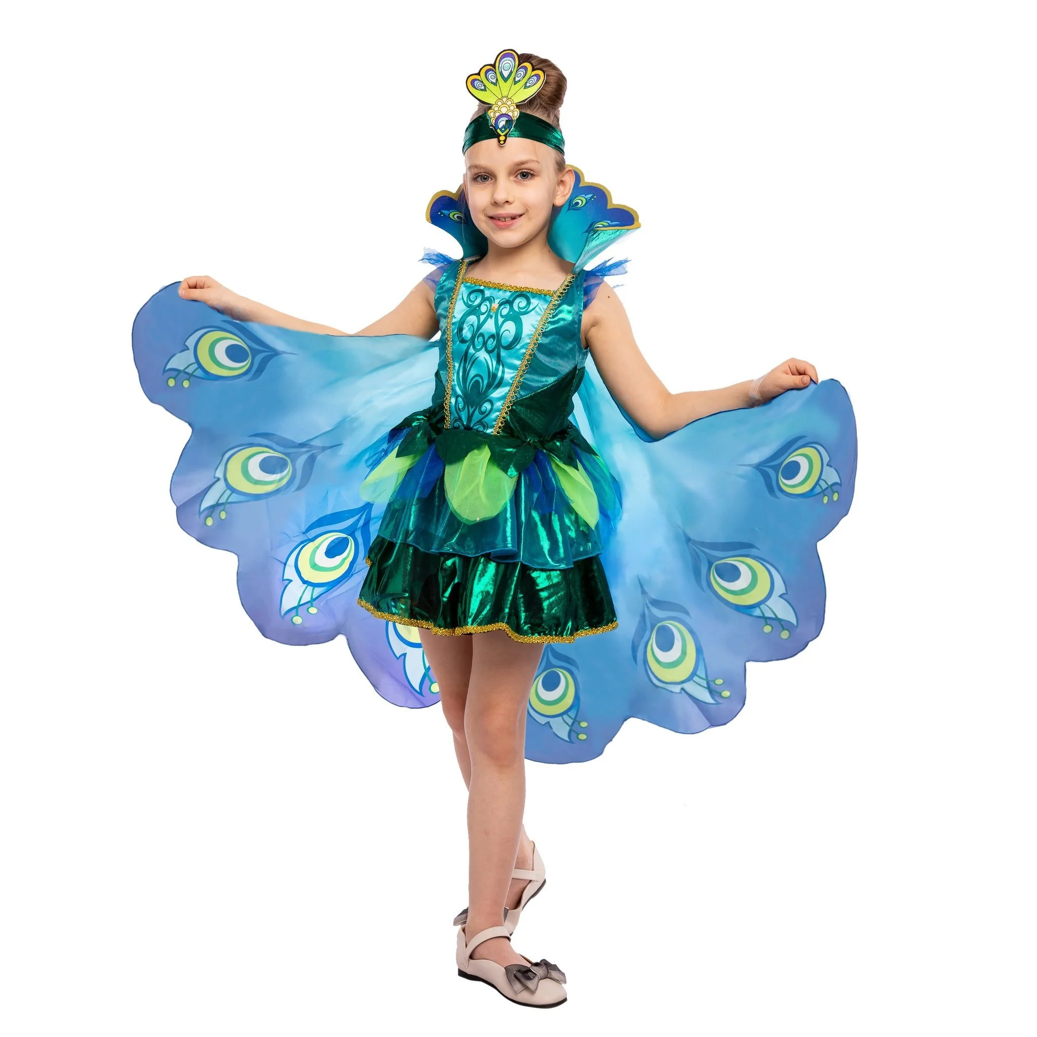 Spooktacular Creations Peacock Dress with Feather Wings