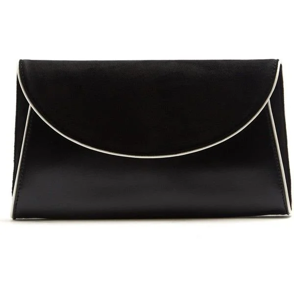 Diane von Furstenberg Foldover Clutch in Black Suede and Leather