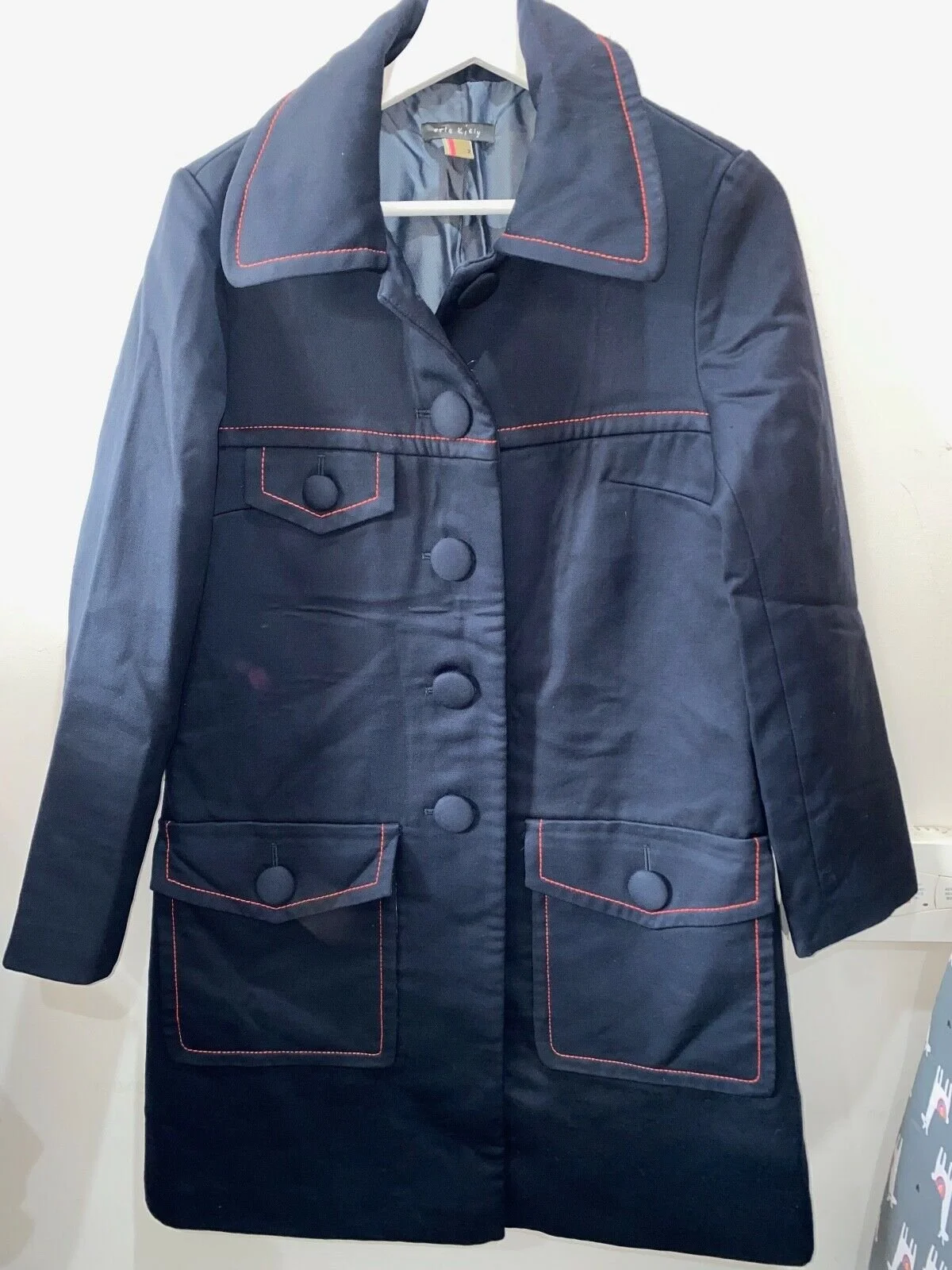 Orla Kiely Wool Coat with Contrast Stitching