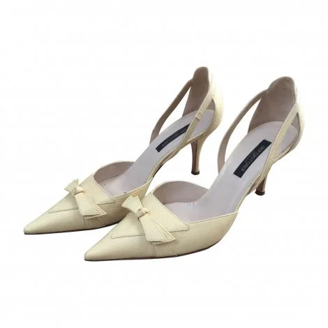 Sergio Rossi Lizard Embossed Leather Pointed Toe Bow Pumps