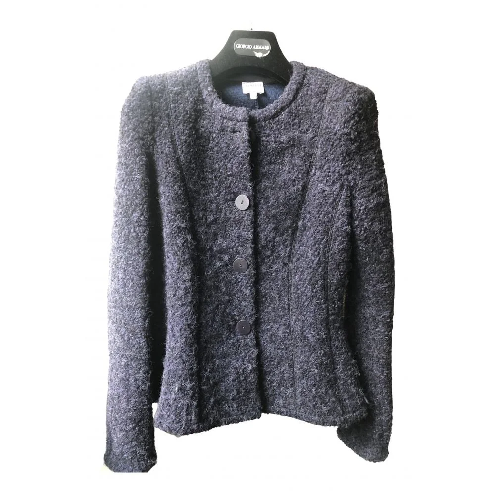 Armani Collezioni Wool Cotton Blend Jacket in Purple
