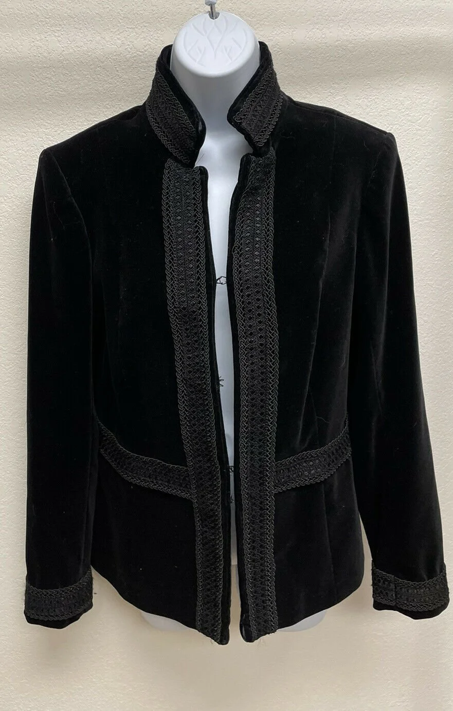 Zara Lace Trim Velvet Jacket in Black