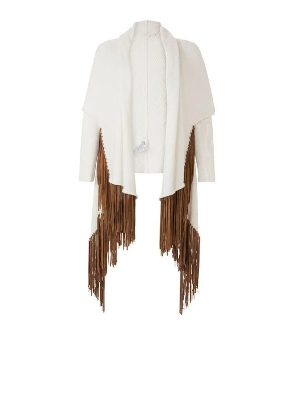 Maje Sueded Fringe Cardigan
