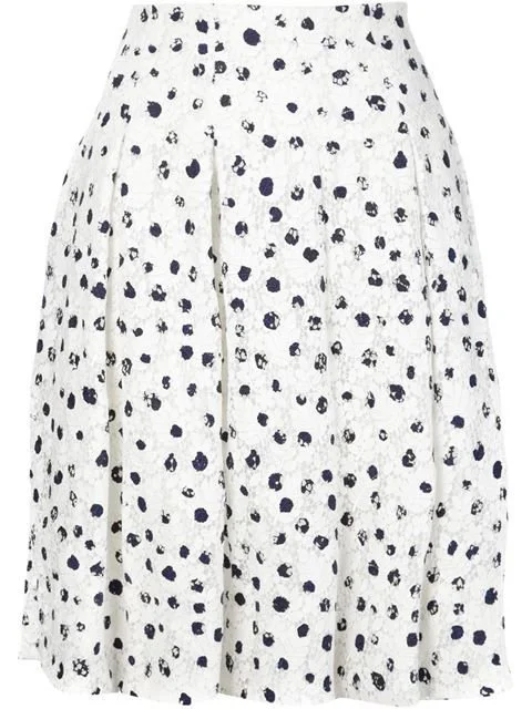 Oscar de la Renta Floral Embroidered Peplum Hem Skirt