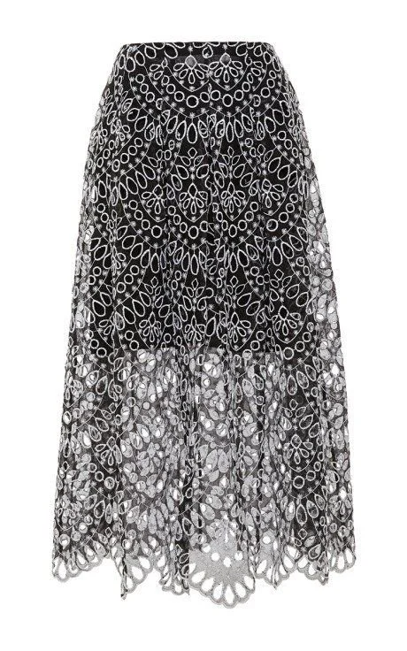 Oscar de la Renta Crochet Midi Skirt