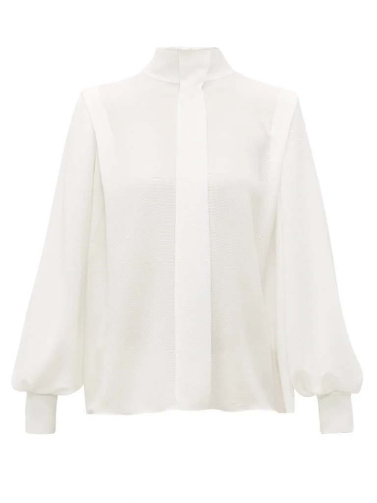 Emilia Wickstead Brunhilda Neck-tie Crepe Top