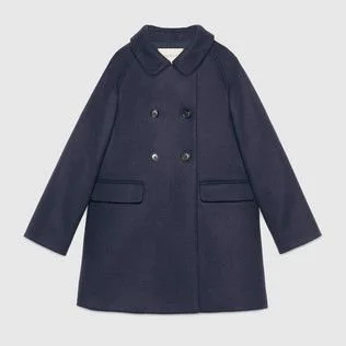 Gucci Girls Wool Cashmere Coat in Navy