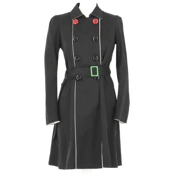 Sonia Rykiel Double-Breasted Trench Coat in Black