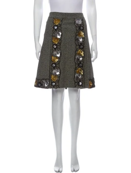 Miu Miu Embroidered Beaded Pleated Skirt