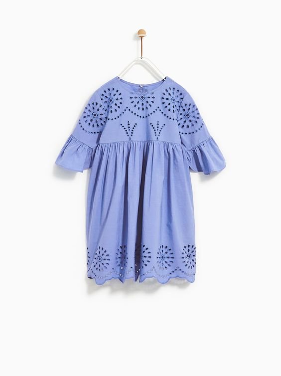Zara Kids Embroidered Dress in Blue ...