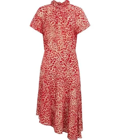 Reiss Zhen Midi Dress in Red