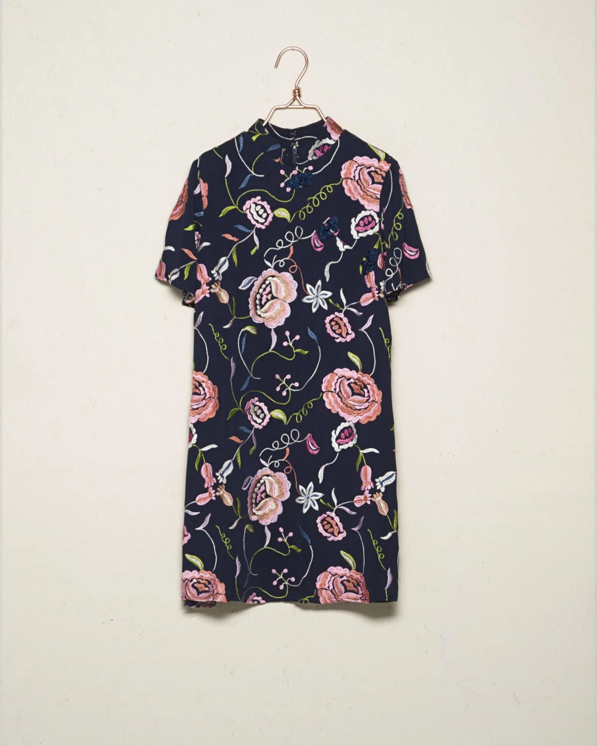 ByTiMo Flower Embroidered Dress in Navy