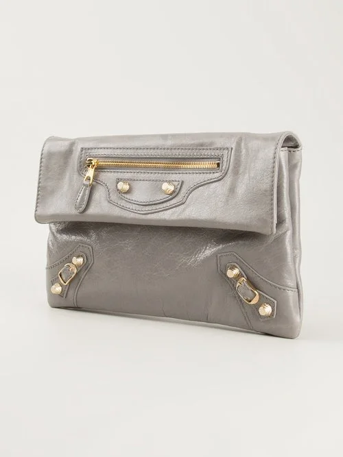 Balenciaga Classic Silver Envelope Strap Bag in Grey