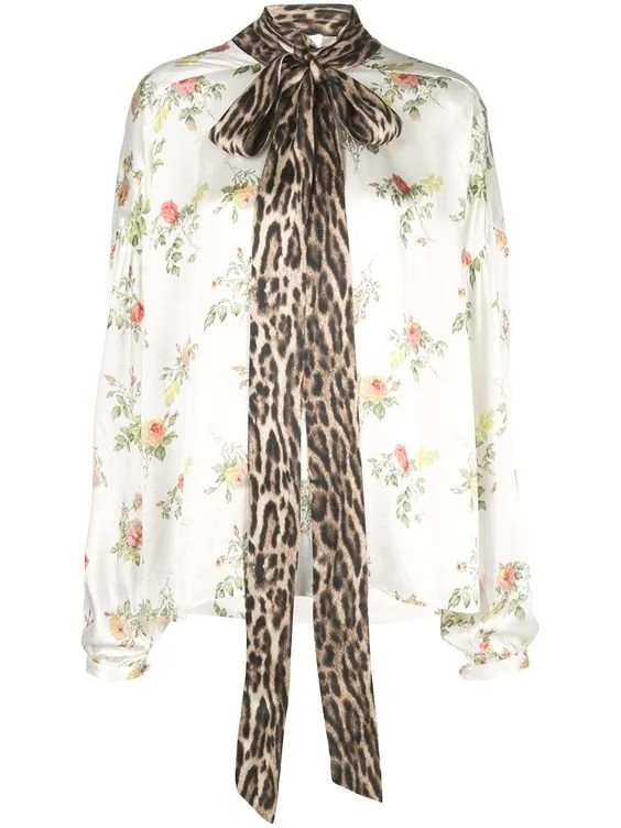 R13 Floral Print Pussy Bow Shirt