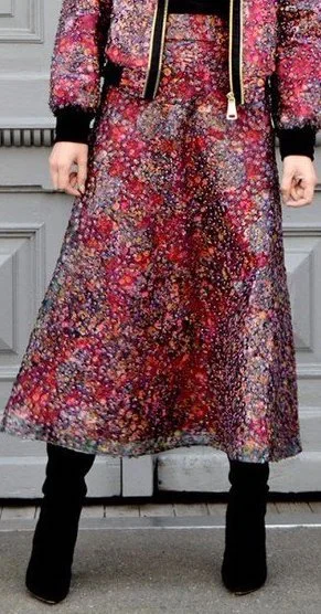 TSH Flower Patterned Midi Skirt in Red