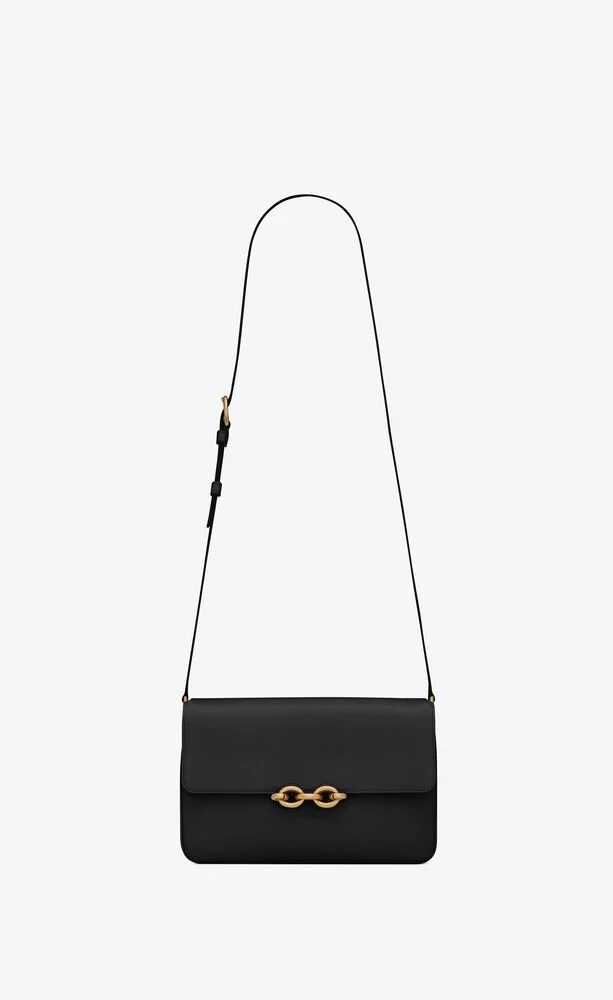 Saint Laurent Le Maillon Satchel Bag in Black Smooth Leather