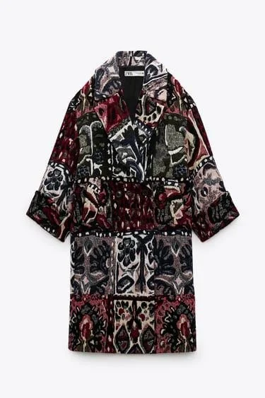 Zara Multicolor Jacquard Coat