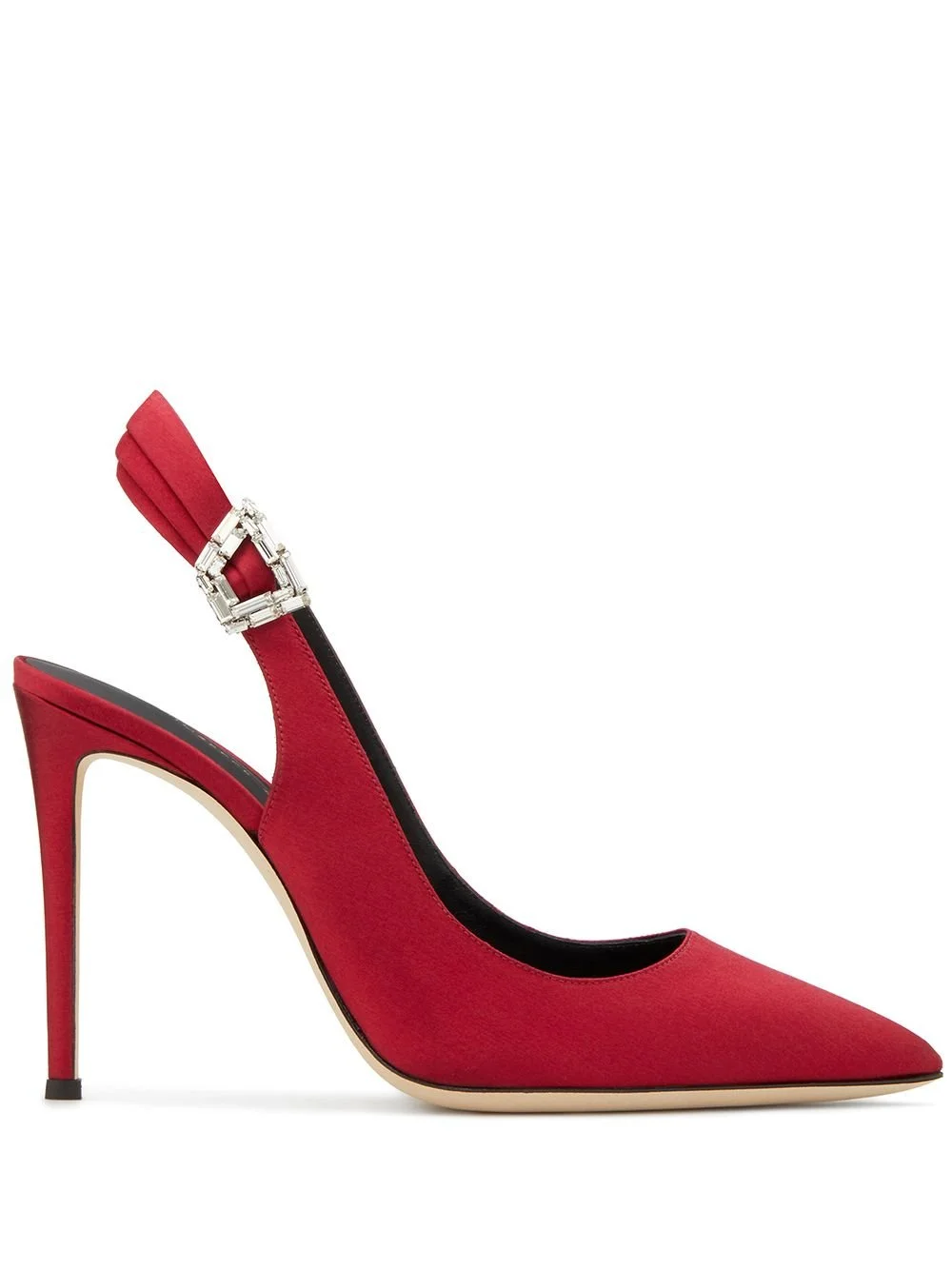 Giuseppe Zanotti Samia Slingback Pumps in Red Satin