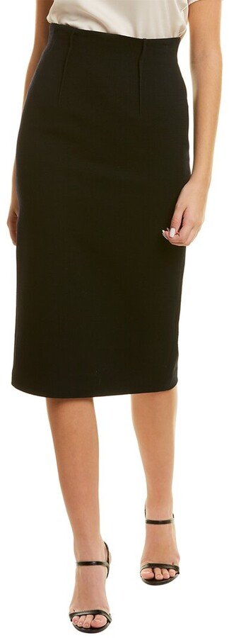 Lafayette 148 Rafferty Wool Pencil Skirt in Black