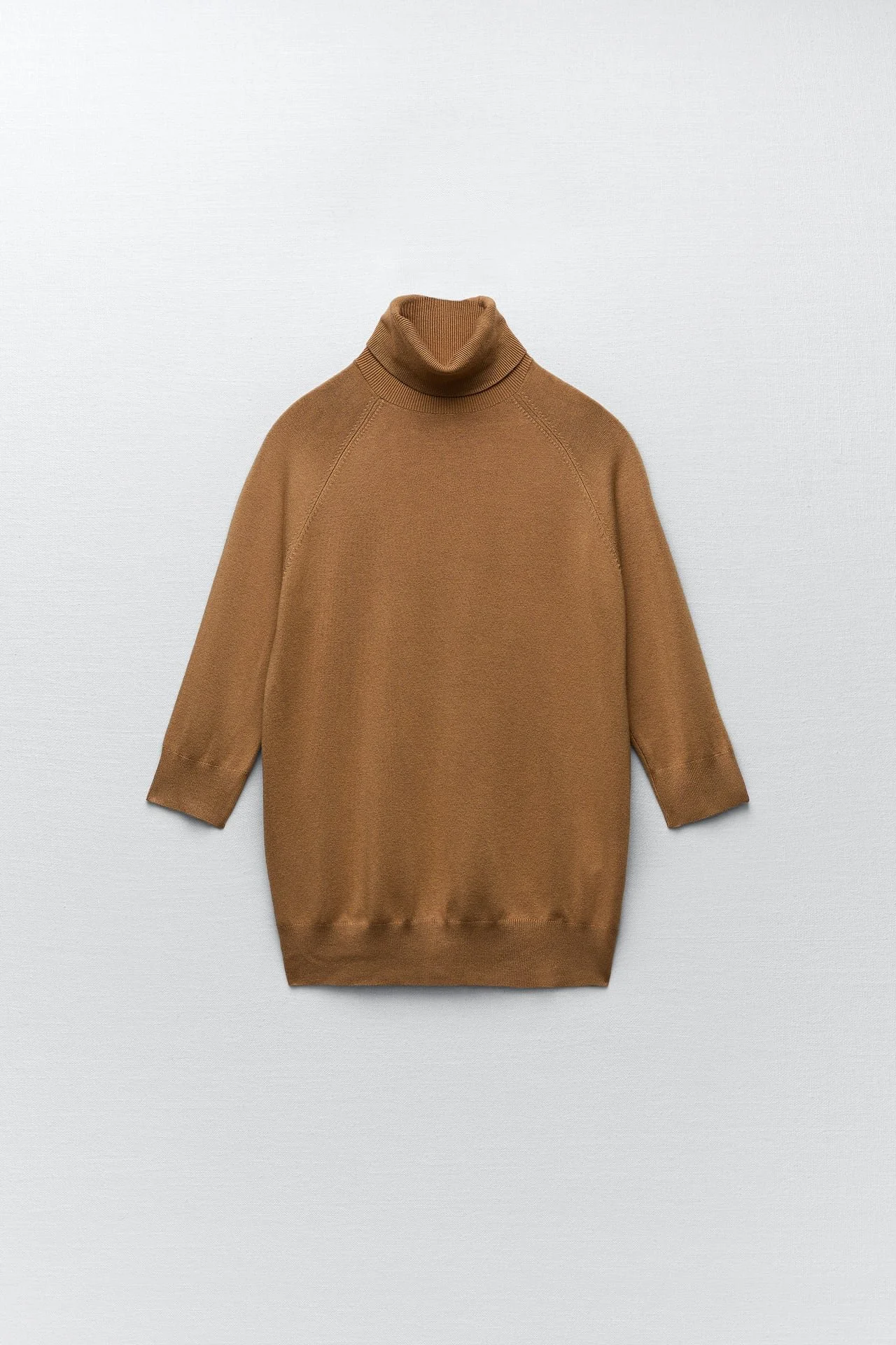 Zara High Neck Knit Sweater in Mid-Camel