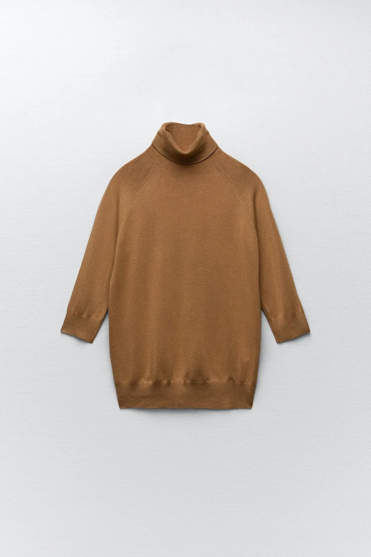 Zara High Collar Knit Sweater in Dark Burgundy — UFO No More