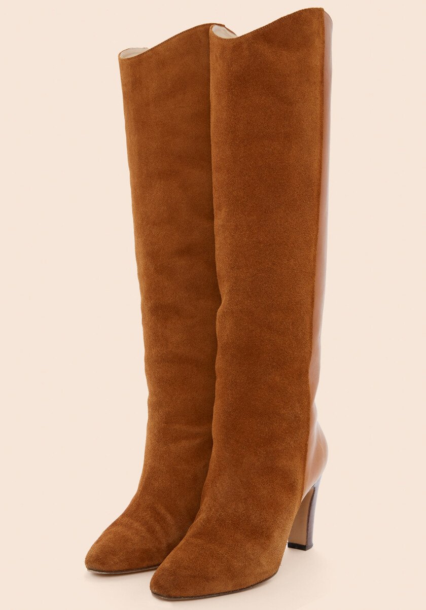 Tara Jarmon Naomi Boots in Camel Suede & Leather — UFO No More