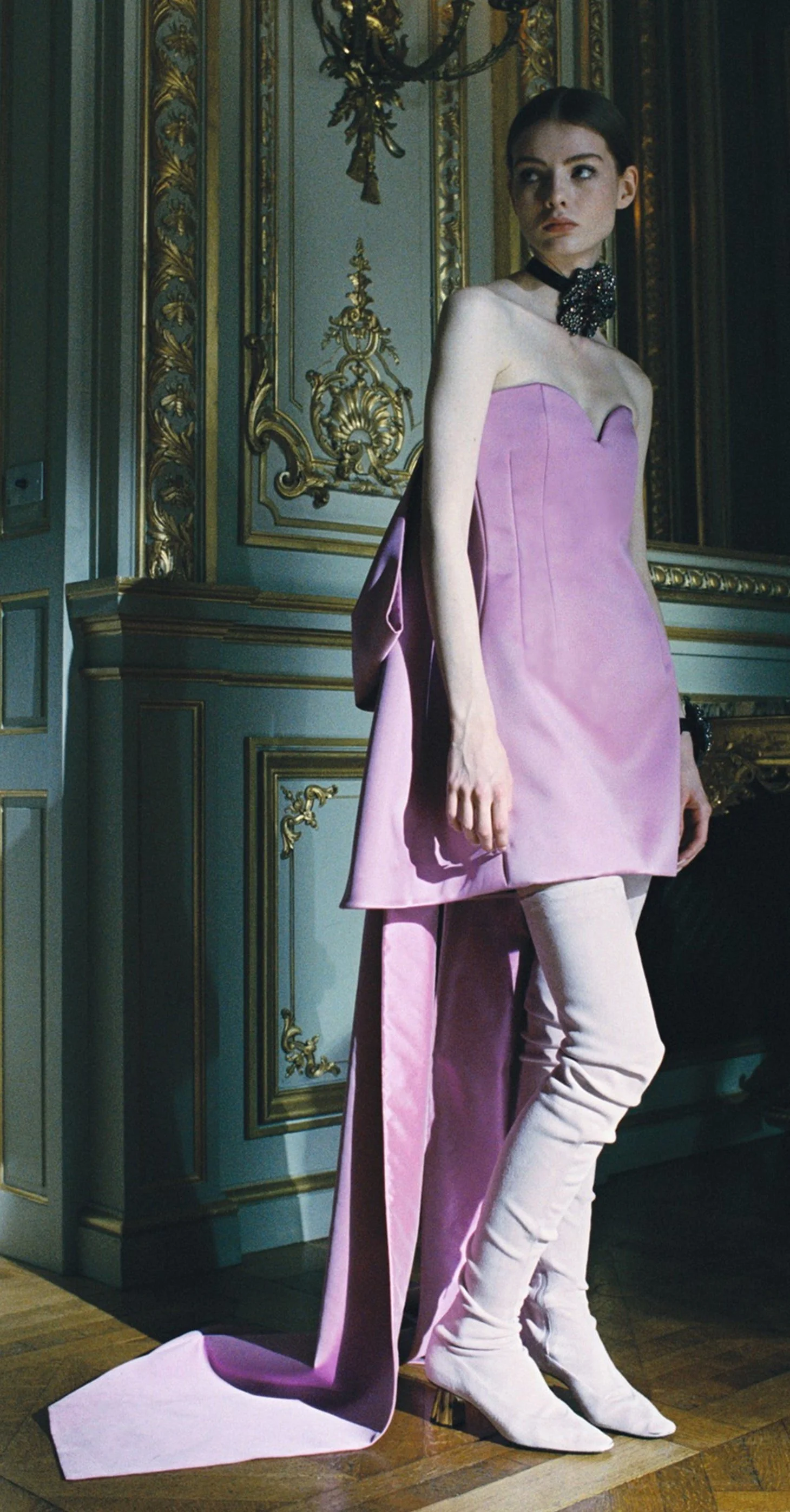 Lanvin Strapless Short Dress with a Train