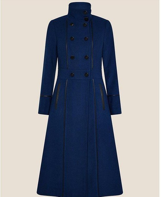 Monsoon Rosalee PU Tipped Coat in Blue.jpg