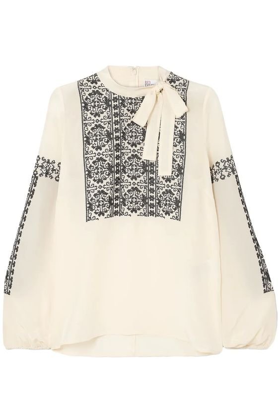 Red Valentino Embroidered Silk Pussybow Blouse.jpg