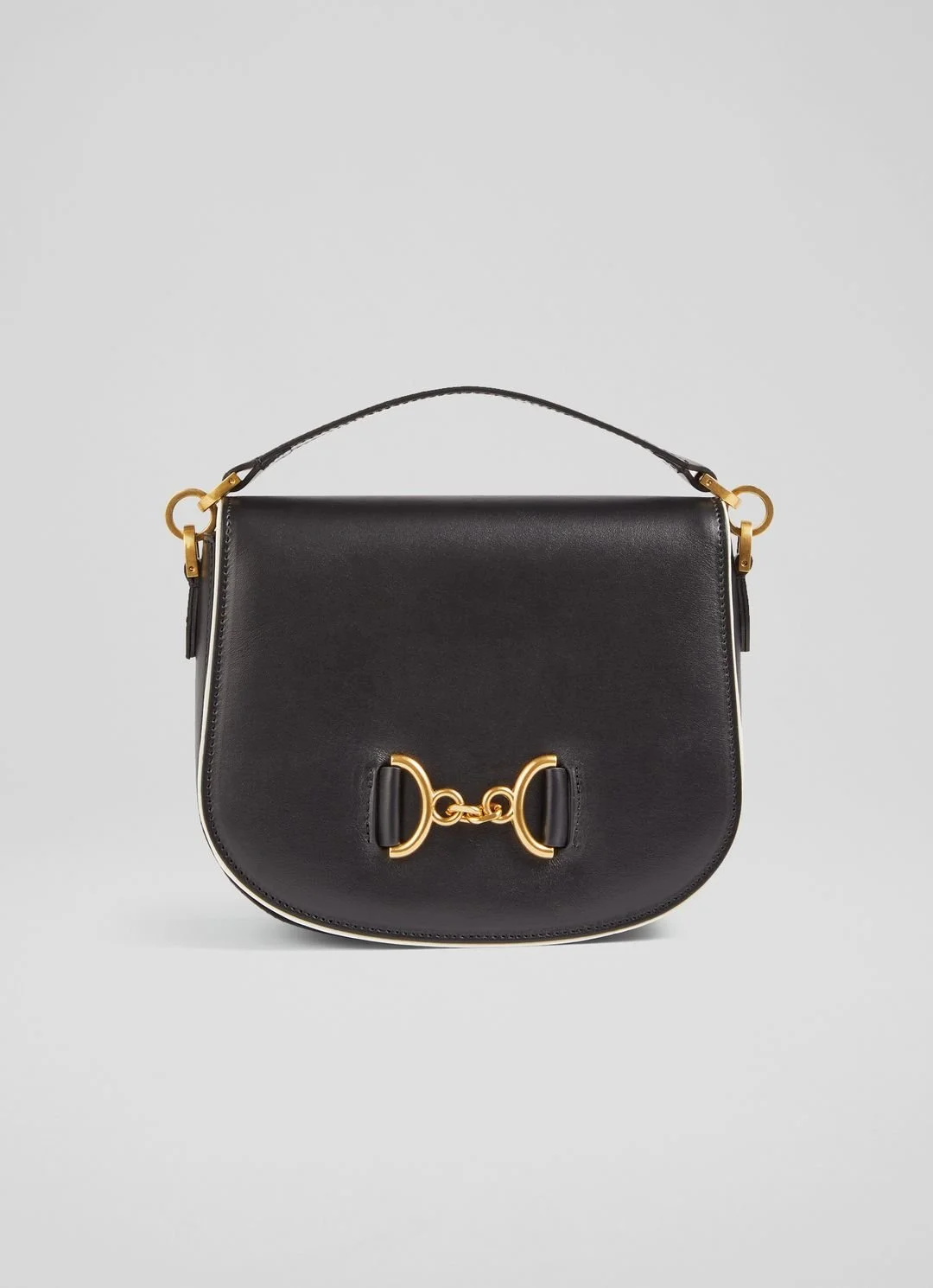 LK Bennett Sandra Saddle Bag in Black Leather
