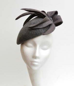 Jane Taylor Felt Fower Beret Hat in Grey.jpg