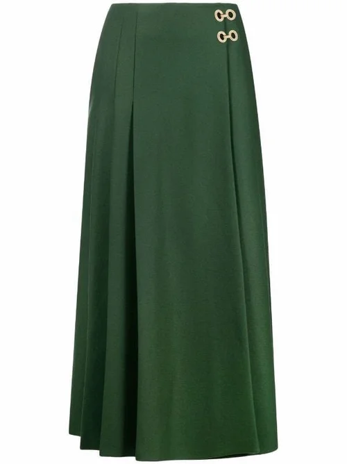 スカート A FERRETTI a Ferretti Virgin Wool Midi Skirt Alberta Ferretti High-Waisted Pleated Midi Skirt in Green