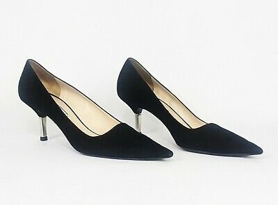 prada black suede pumps