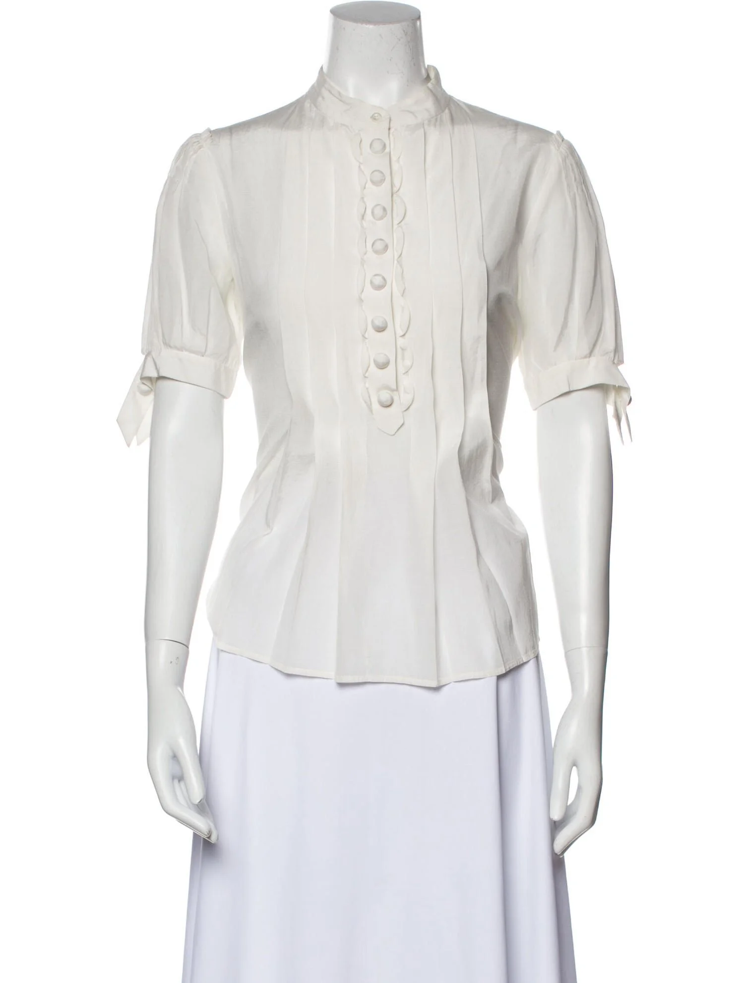 3.1 Phillip Lim Mock Neck Short Sleeve Button-Up Top