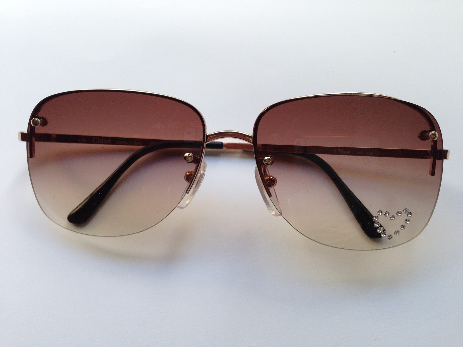 Chloé Vintage Rhinestone Heart Aviator UFO No