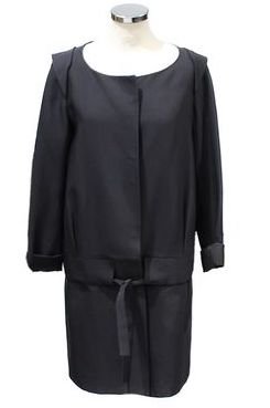 Chloé Waist-Belt Collarless Coat in Black