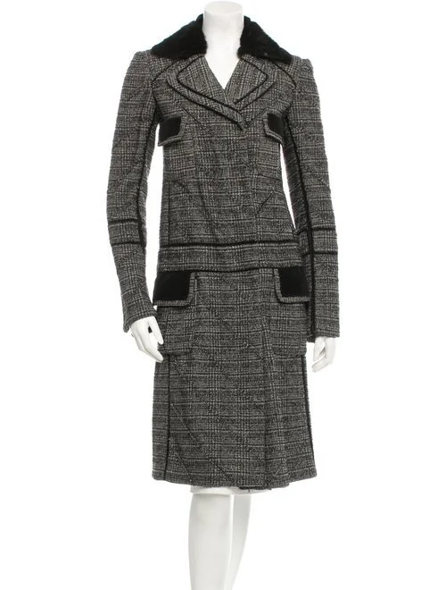 J. Mendel Fur Trimmed Plaid Coat