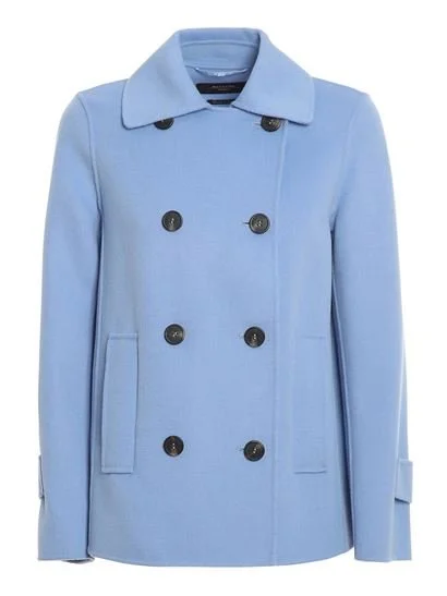 Max Mara Agnese Pea Jacket in Light Blue