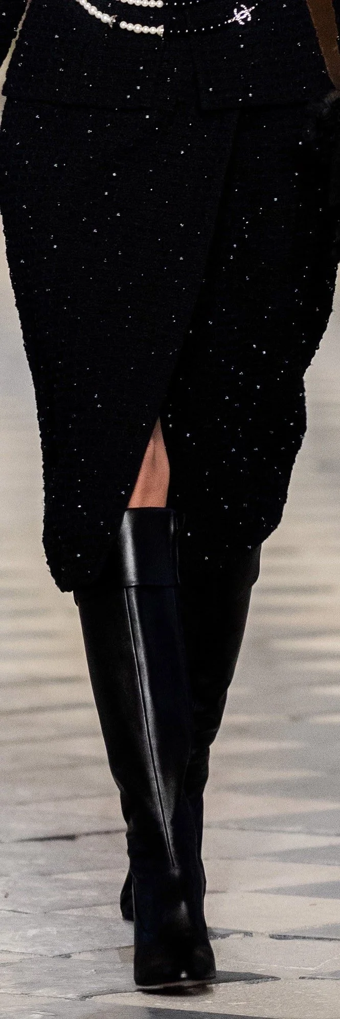 Chanel Sequin Tweed Wrap Midi Skirt