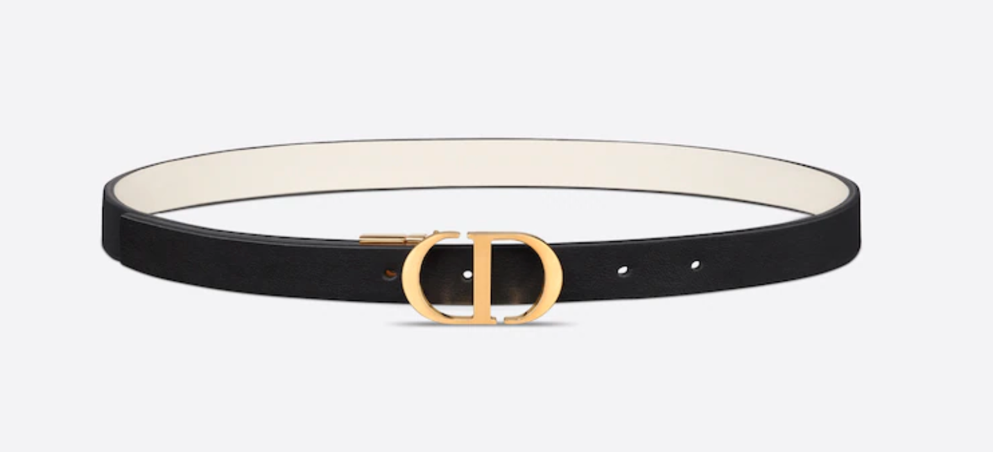 Christian Dior 30 Montaigne Reversible Belt in Black Smooth Calfskin ...