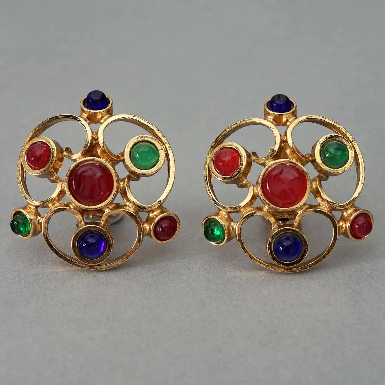 Chanel Vintage 1970 Gripoix Openwork Earrings