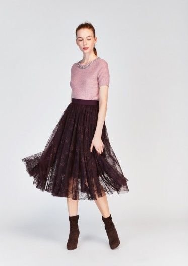 Tara Jarmon Midi Chantilly Lace Skirt 
