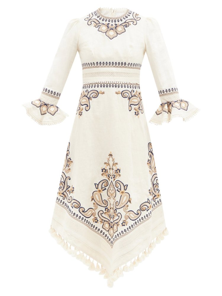 Zimmermann Veneto Border Paisley Linen Dress in Red UFO No More Zimmermann Veneto Border Paisley Linen Dress in Red UFO No More