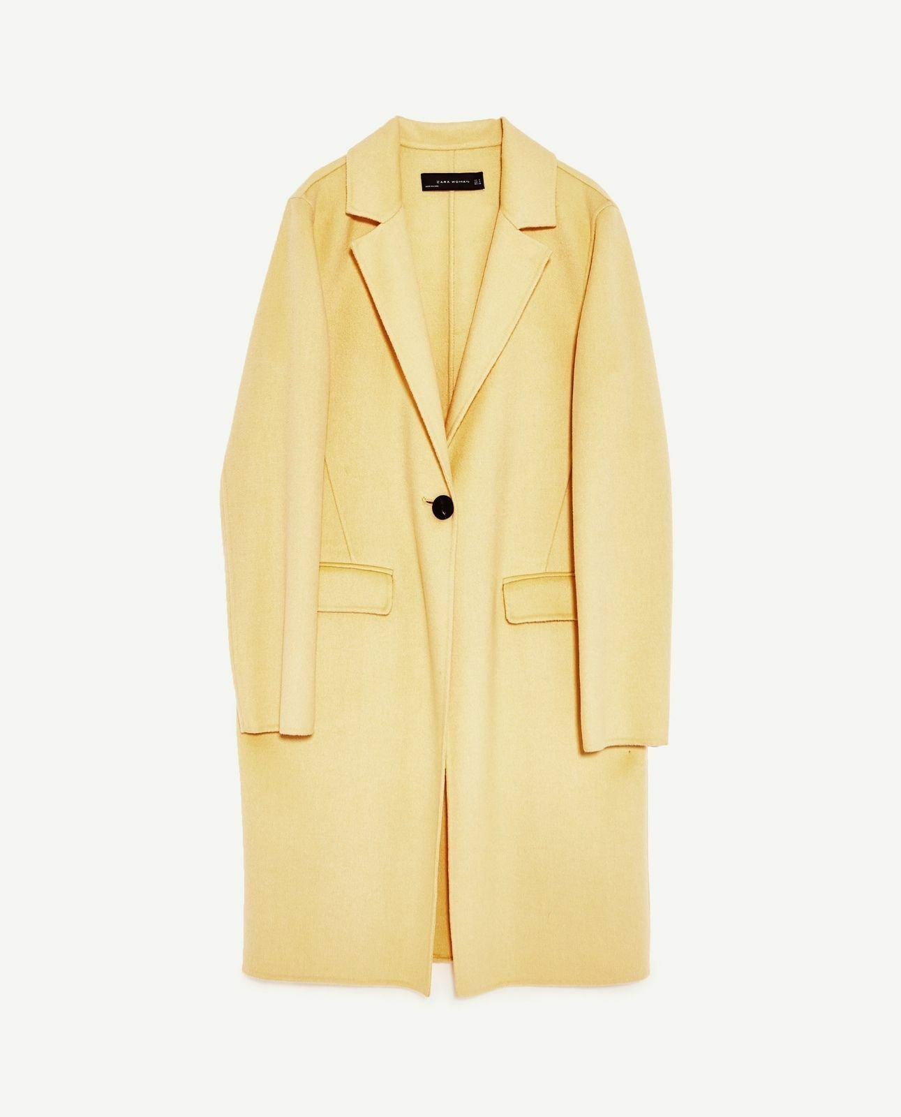 Zara Handmade Wool Blend Long Coat in Yellow.jpg