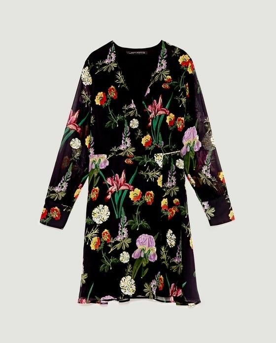 Zara Floral Printed Wrap Mini Dress ...