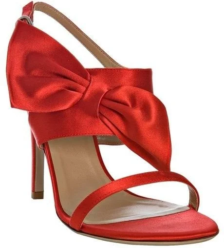 Valentino Bow Slingback Sandals in Red Leather