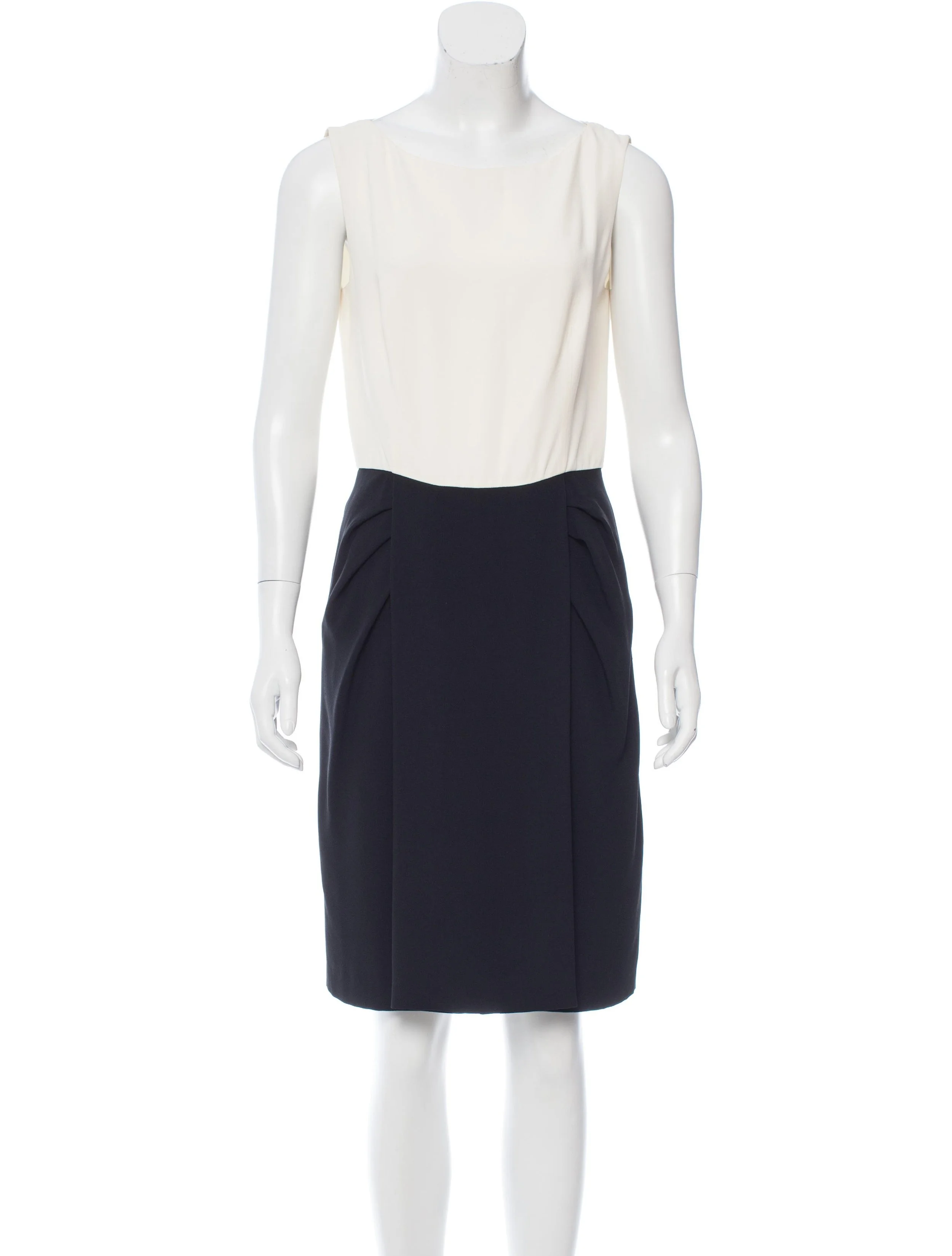 Prada Black and White Draped Sleeveless Dress