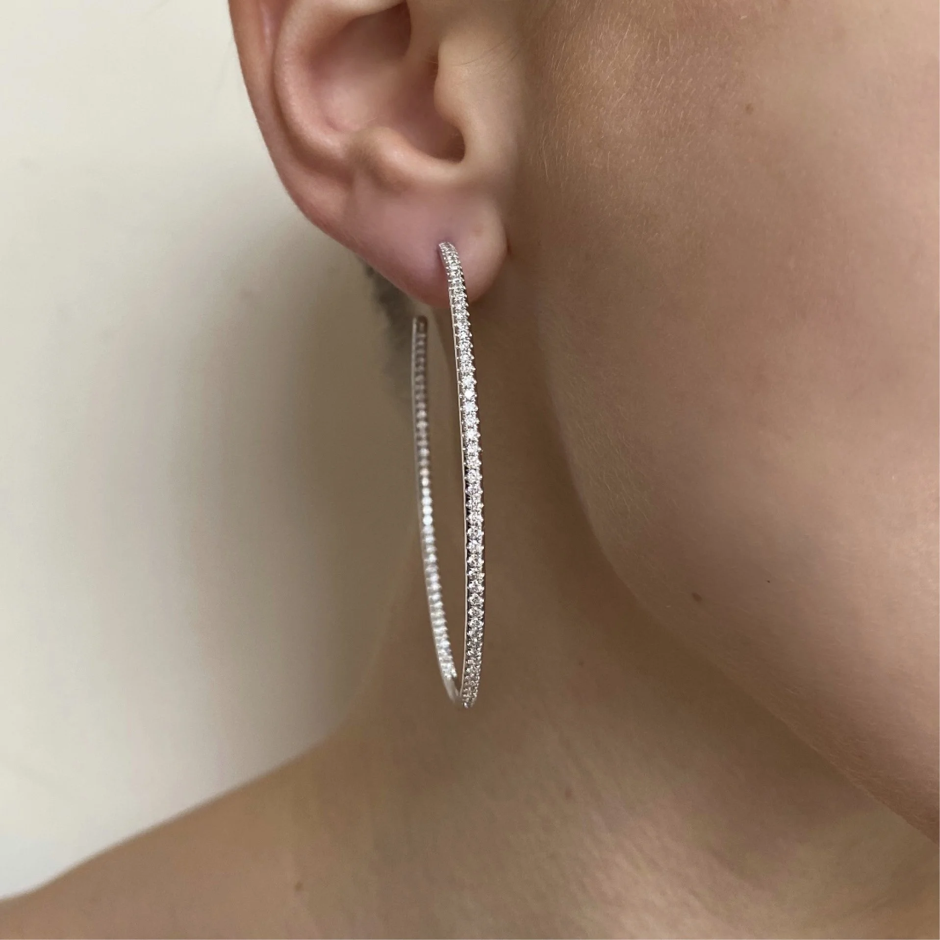 LWL Jewelry Diamond Creole 40mm Hoop Earrings in White Gold